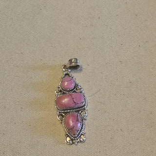 .925 3 stone pink cotton candy dahlia pendant|89147