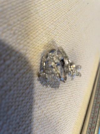 Floral crystal ring size 9 1/2 Silvertone