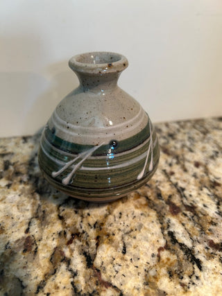 Small Pottery Vase, Green Speckled   MTS