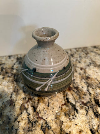 Small Pottery Vase, Green Speckled   MTS
