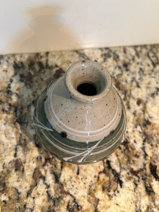 Small Pottery Vase, Green Speckled   MTS