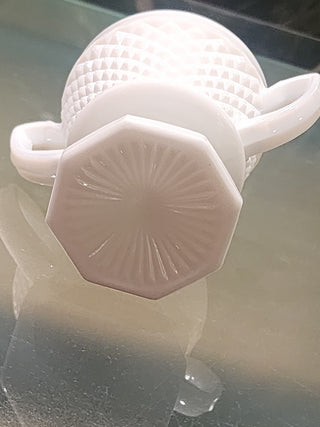 Milk Glass Diamond Sugar Bowl w/ handles RSV|71623