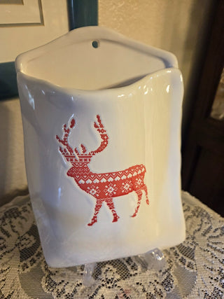 Christmas Reindeer Ceramic Wall Pocket, RCD|123537