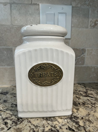 White Porcelain Farmhouse / French Country "Treats" Cannister RCD