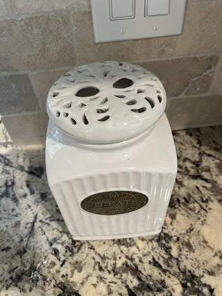 White Porcelain Farmhouse / French Country "Treats" Cannister RCD