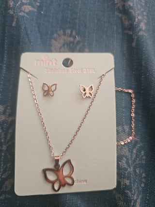 Butterfly Necklace & Earring Set