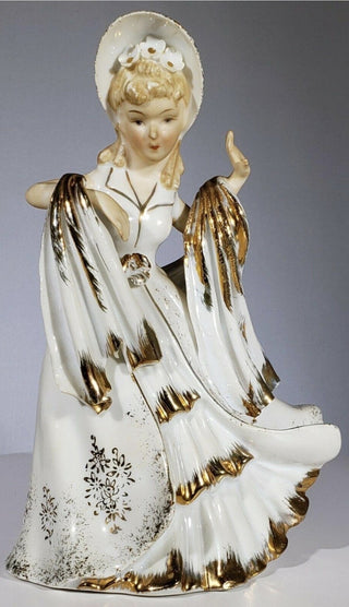Vintage 1950's Lefton Glamour Girl 6" Victorian Figurine #62 VV MTS|117598
