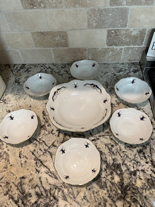 Bernadotte Blue 7 Pc Set Salad/Pasta/Fruit Bowls RCD