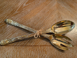 Vintage gold plated Santa serving spoon and fork RCD|123503