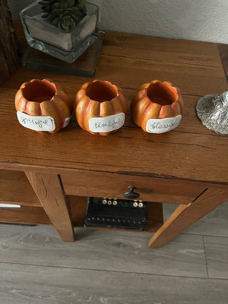 Fall Candle Holder grateful, blessed & thankful RCD
