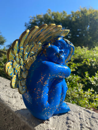 Blue Plaster Cherub