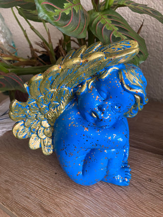 Blue Plaster Cherub