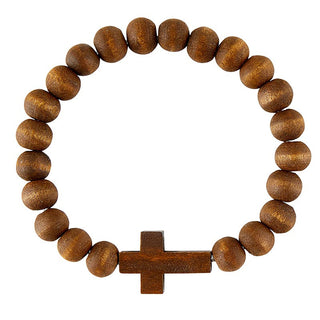 CROSS BEAD BRACELET - BROWN