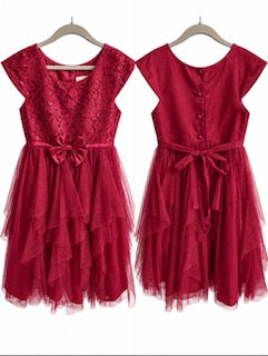 Burgandy Girls Party Dress