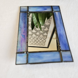 Handcrafted Retro Blue Stained Glass Mirror (BRI) - MTS|97985