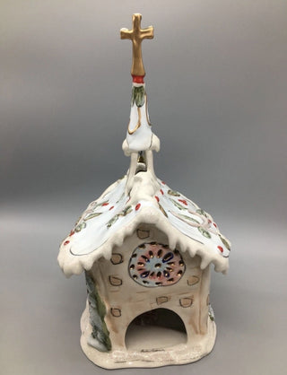 Blue Sky Clayworks Christmas Silent Night Church Tea Light candle holder 13" #62 VV MTS|126941