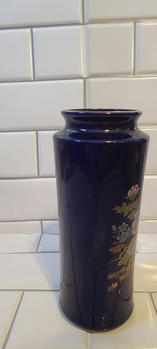 JMD- Vtg. Bijutsu Toki Floral Cobalt Vase