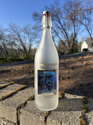 #91 AS IS Wyland "Dawn of Creation" frosted glass drinkware bottle RSV