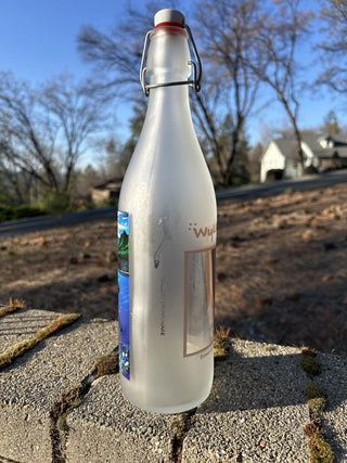 #91 AS IS Wyland "Dawn of Creation" frosted glass drinkware bottle RSV