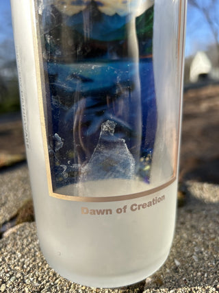 #91 AS IS Wyland "Dawn of Creation" frosted glass drinkware bottle RSV