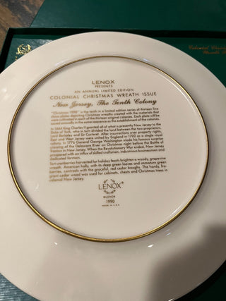 Lenox 1990 Colonial Christmas Wreath Plate w/Box 1990. RSV|135890