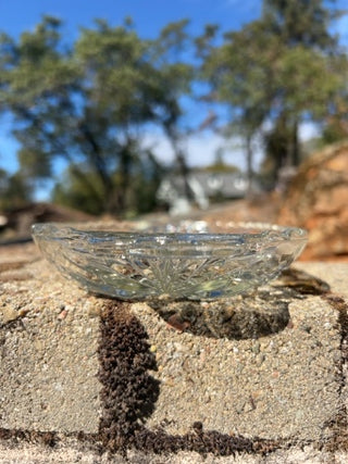 vintage Anchor Hocking Early American Prescut (EAPC) clear glass oval divided relish tray