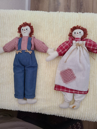 Primitive Raggedy Ann & Andy Dolls (2) RCD