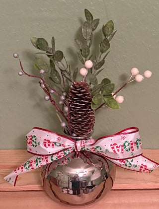 Crate and barrel silver colored vase with arrangement|133891