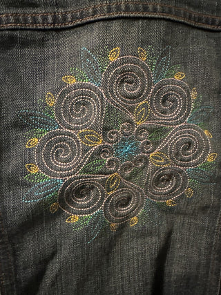 Embroidered Denim Jacket  Size L, #SM  RCD|56634