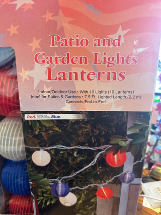Indoor/outdoor Patio & Garden Lights., red/white.blue 10 lts., 7.5 ft. RCD|84409