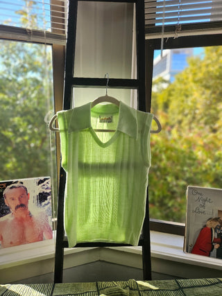 Vtg 60s/70s Lime Green Sweater Vest - Size S/M MTS|117909