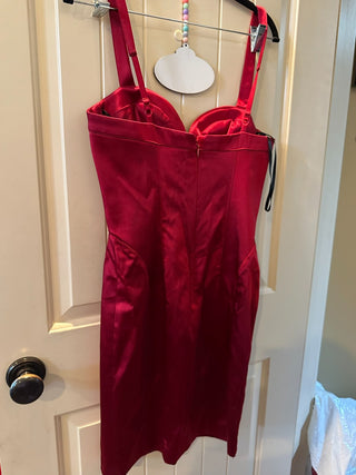 BeBe "Great Gatsby" Red Satin Mini Dress - Size M, NWT RCD|78561