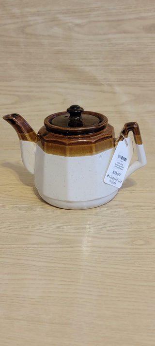 JMD- 1970s Brown & White Pottery Teapot- RSV|86328