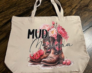 "Mud And Mascara" Large Zippered Canvas Bag or Tote RSV