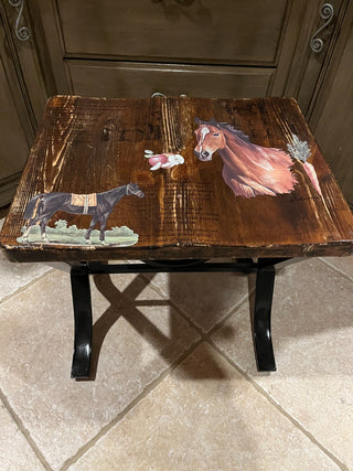 Custom Designed Small Horse Stool/Table w/Black Iron Legs RSV|143108