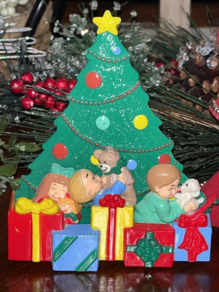 Vtg JSNY Christmas Tree and 3 Children Magnet Set RSV|128467