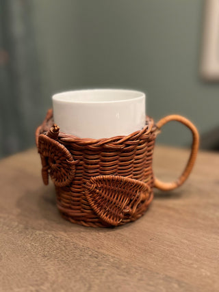 Wicker owl mug holder|53295