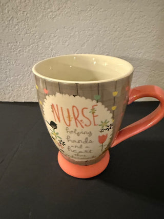 Nurse coffee cup coral trim RCD