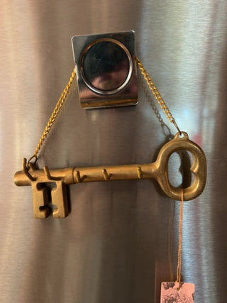 JP 12F Vintage Brass Key Shaped Wall Hanging Key Holder with 5 Hooks