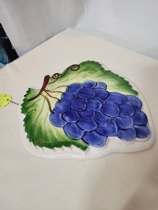 Vintage 11x9" Majolica Grape Trivet Portugal RCD