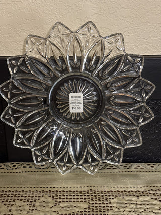 Vintage Clear Federal Glass Platter 11 inches Sunflower Shape-RCD|130112