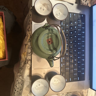 Vintage Chinese Yixing Green Clay Teapot Zisha ceremony Teaware Collection rare|48569