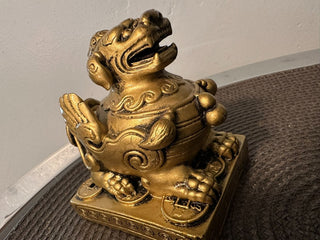 Dragon Dancing Lion Figure Shiny Goldtone  MTS
