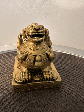 Dragon Dancing Lion Figure Shiny Goldtone  MTS