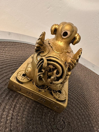 Dragon Dancing Lion Figure Shiny Goldtone  MTS