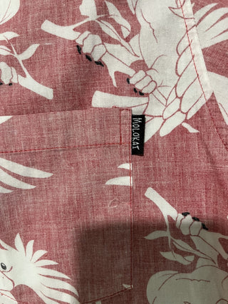 Men's XL Molokai Surf Company Reverse Red Parrot Hawaiian Shirt RCD