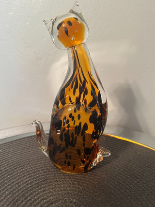 Art Glass 9in Cat Copper  MTS