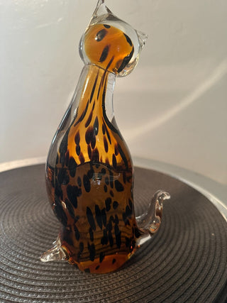 Art Glass 9in Cat Copper  MTS