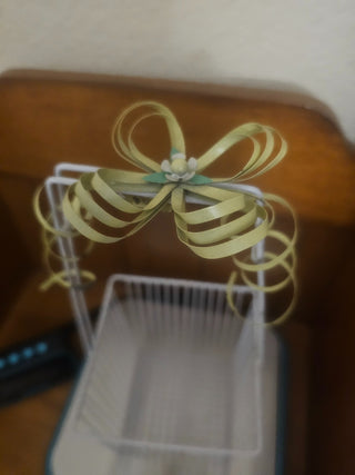 White and Yellow Metal Basket|55281
