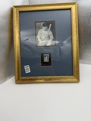 New York Yankees Babe Ruth photo and postage stamp framed 10 X 12 #47 VV MTS